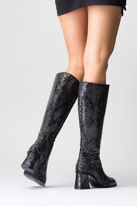 Elly Gemusterter Blockabsatz-Stiefel - Image 6