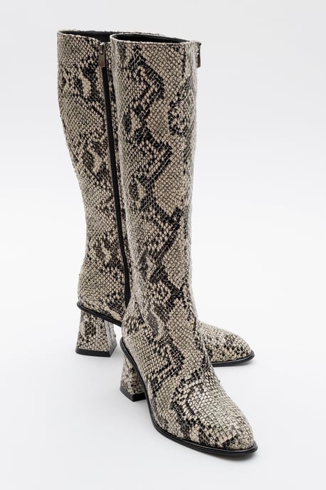 Elly Gemusterter Blockabsatz-Stiefel - Image 1