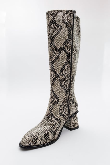 Elly Gemusterter Blockabsatz-Stiefel - Image 3