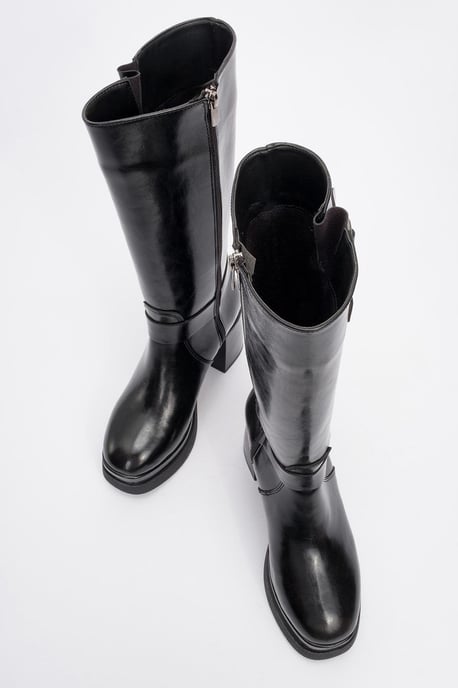 Rock Schnalle Reißverschluss Blockabsatz Stiefel (Damen) - Image 2