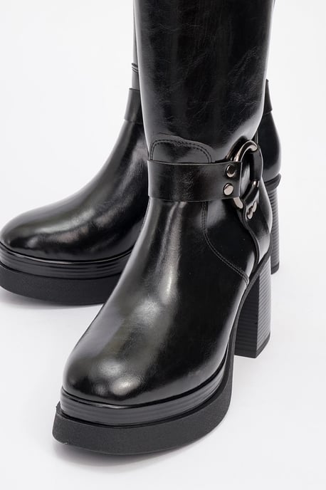 Rock Schnalle Reißverschluss Blockabsatz Stiefel (Damen) - Image 3
