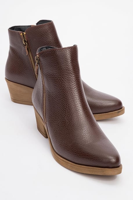 Jayer Leder Doppelreißverschluss Blockabsatz Stiefel (Damen) - Image 1