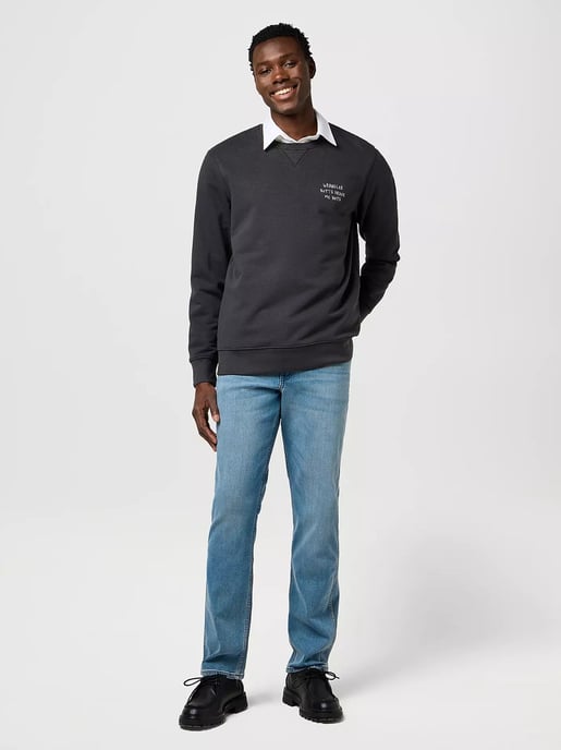 Wrangler - EMBROIDERY CREW FADED BLACK - Image 4