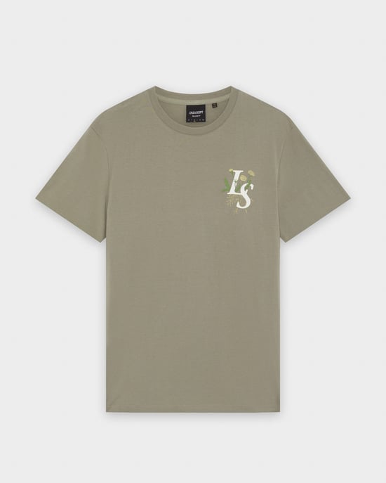 Grafisches T-Shirt in Salbeigrün - Image 1