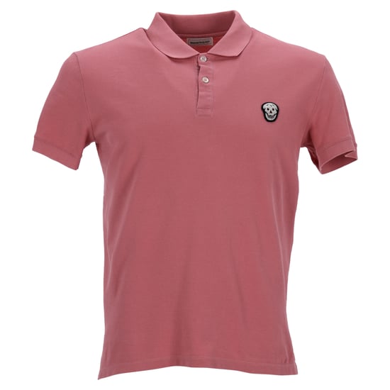 Alexander McQueen Totenkopf Poloshirt aus pinkem Baumwollstoff - Image 1