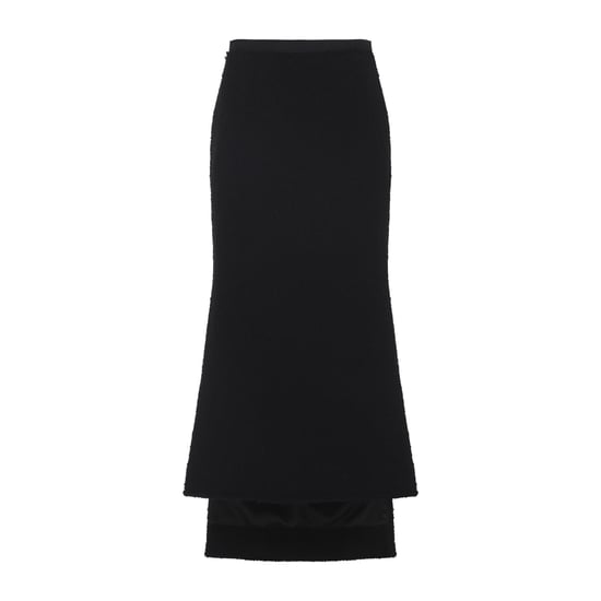 Schwarzer asymmetrischer gerader Wollrock aus Schurwolle - Image 2