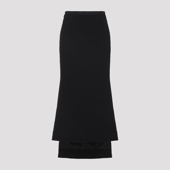 Schwarzer asymmetrischer gerader Wollrock aus Schurwolle - Image 3