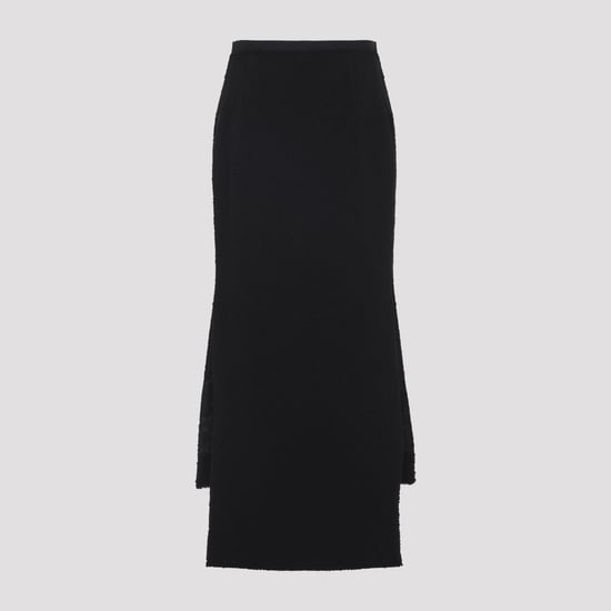 Schwarzer asymmetrischer gerader Wollrock aus Schurwolle - Image 4
