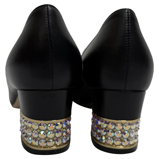Gucci G-verzierte Blockabsatzpumps aus schwarzem Leder - Image 3