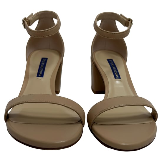 Stuart Weitzman Nudist Block Sandalen aus beigem Leder - Image 2
