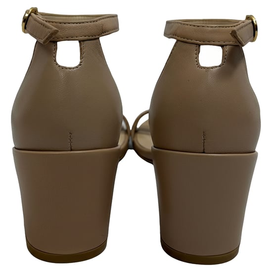Stuart Weitzman Nudist Block Sandalen aus beigem Leder - Image 3