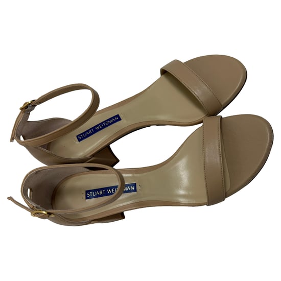Stuart Weitzman Nudist Block Sandalen aus beigem Leder - Image 5
