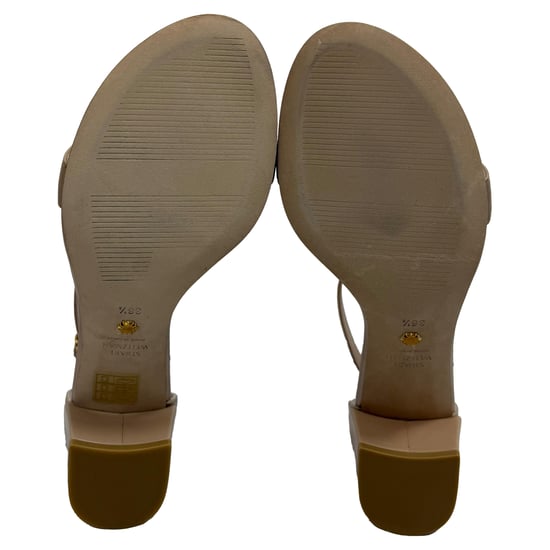 Stuart Weitzman Nudist Block Sandalen aus beigem Leder - Image 6
