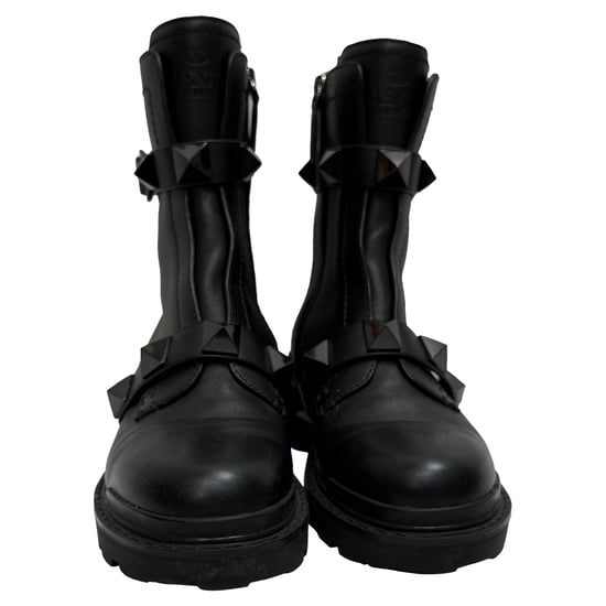 Valentino Garavani Roman Stud Kampfstiefel aus schwarzem Kalbleder - Image 2