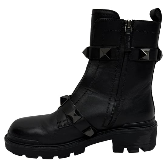 Valentino Garavani Roman Stud Kampfstiefel aus schwarzem Kalbleder - Image 4