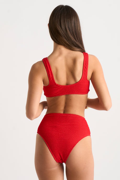 Bikini-Oberteil mit rotem, strukturiertem Ring-Detail - Image 4