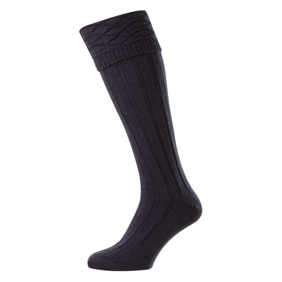 Herren Premium Wollkilt-Socken kniehoch mit Rautenmuster und umschlagbarem Bündchen - Image 2