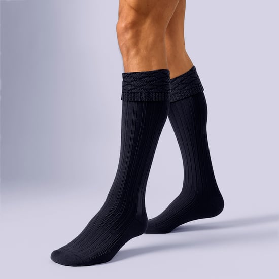 Herren Premium Wollkilt-Socken kniehoch mit Rautenmuster und umschlagbarem Bündchen - Image 3