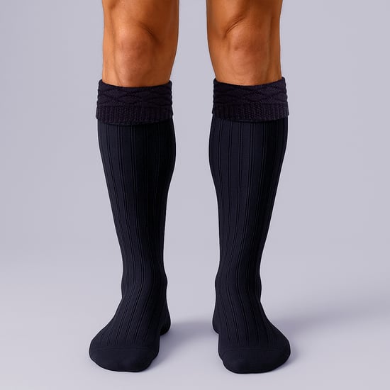 Herren Premium Wollkilt-Socken kniehoch mit Rautenmuster und umschlagbarem Bündchen - Image 4