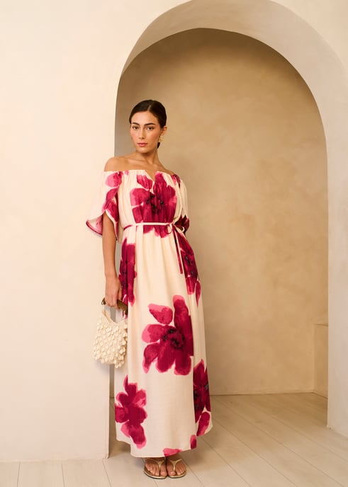 Rosa Bardot Trapez Maxikleid - Image 1