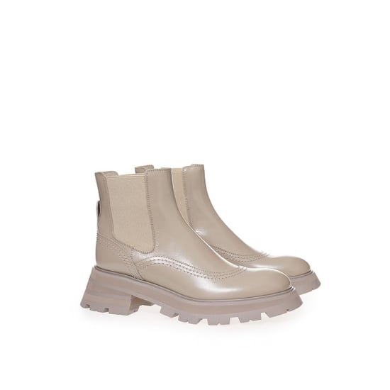 Alexander McQueen Beige Leder Chelsea Boots - Image 3