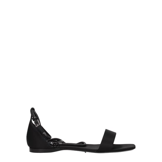 Max Mara Schwarze Satin-Flachsandalen - Image 1