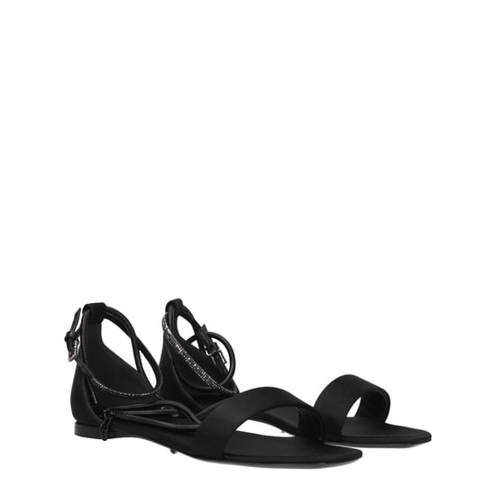 Max Mara Schwarze Satin-Flachsandalen - Image 2