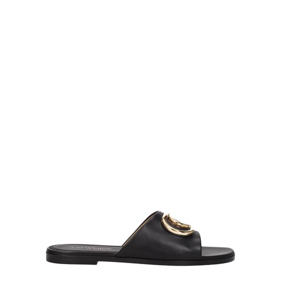 Off-White Schwarze Lederpantoletten - Image 1