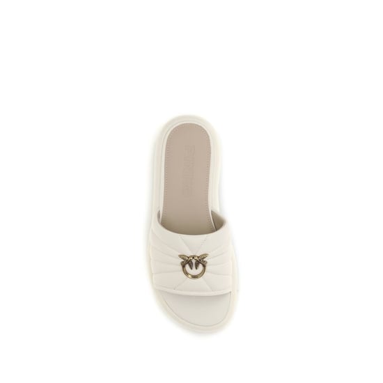PINKO Beige Kalbleder Bos Taurus Flachsandalen - Image 4