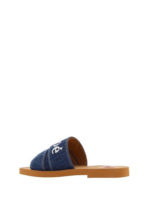 Chloé Denim Blaue Baumwoll-Slides Woody Sandalen - Image 2