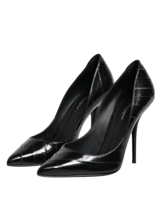 Dolce & Gabbana schwarze Leder-Stiletto-Absätze Pumps Schuhe - Image 4