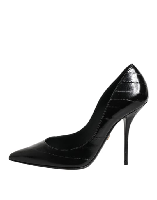 Dolce & Gabbana schwarze Leder-Stiletto-Absätze Pumps Schuhe - Image 6
