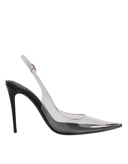 Dolce & Gabbana Schwarze Leder Slingback-Pumps mit klarem PVC - Image 2