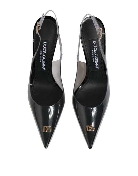 Dolce & Gabbana Schwarze Leder Slingback-Pumps mit klarem PVC - Image 4