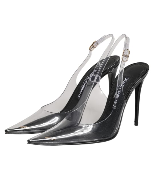 Dolce & Gabbana Schwarze Leder Slingback-Pumps mit klarem PVC - Image 5