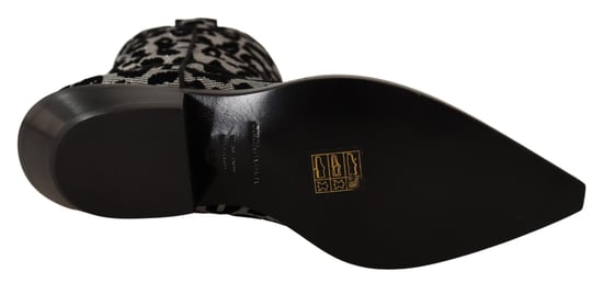 Dolce & Gabbana Graue-schwarze Leopard-Cowboystiefel - Schwarz - Image 6