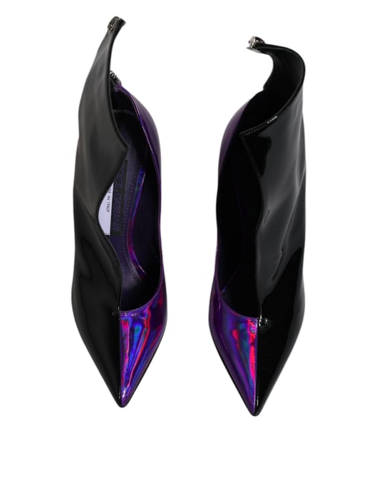 Dolce & Gabbana Lila Schwarze Spitzeboots Schuhe - Image 3
