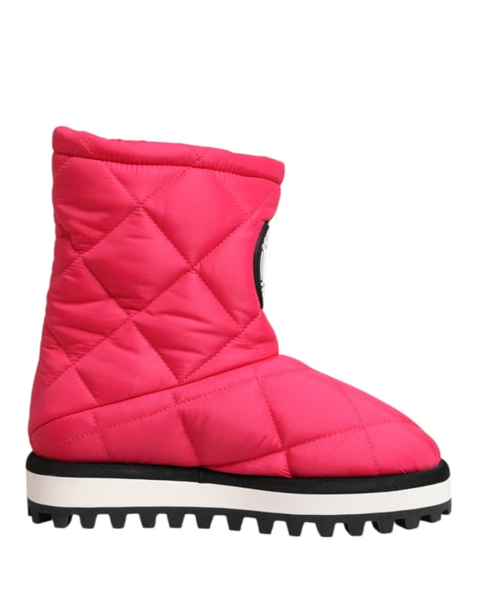 Dolce & Gabbana Pink White Viskose Gepolsterte Stiefel bis zur Wade - Image 2