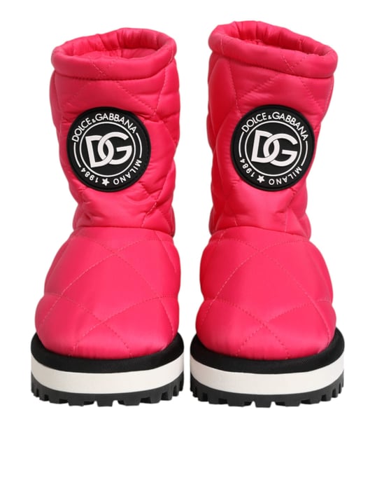 Dolce & Gabbana Pink White Viskose Gepolsterte Stiefel bis zur Wade - Image 3
