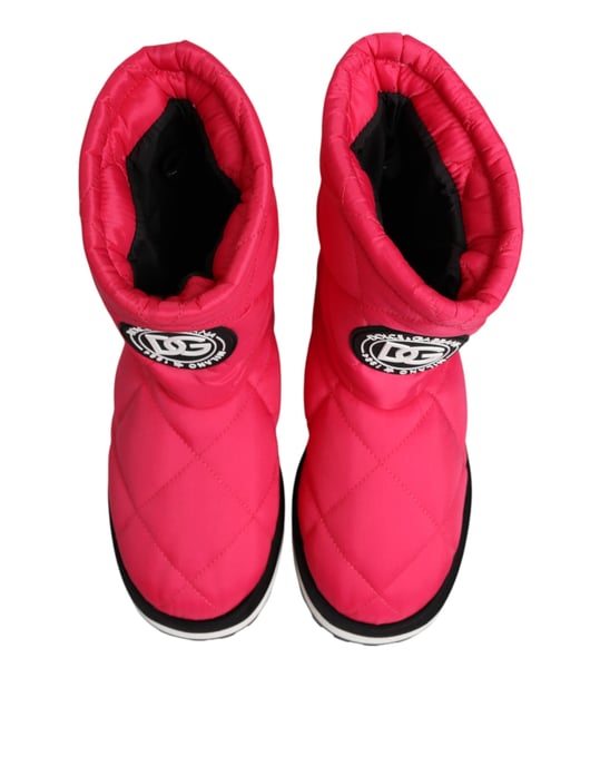 Dolce & Gabbana Pink White Viskose Gepolsterte Stiefel bis zur Wade - Image 4