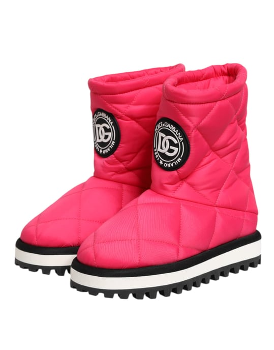 Dolce & Gabbana Pink White Viskose Gepolsterte Stiefel bis zur Wade - Image 5