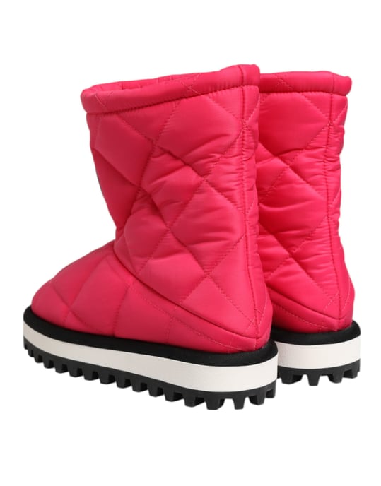 Dolce & Gabbana Pink White Viskose Gepolsterte Stiefel bis zur Wade - Image 6