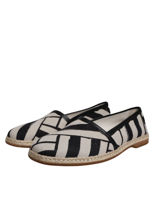 Dolce & Gabbana Schwarz-Weiß Gestreifte Slip-On Espadrilleschuhe - Image 3
