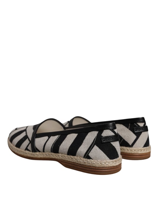 Dolce & Gabbana Schwarz-Weiß Gestreifte Slip-On Espadrilleschuhe - Image 4