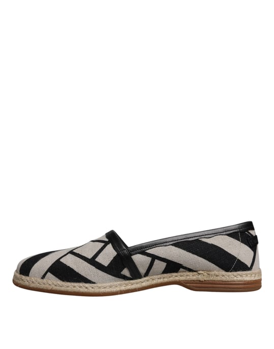 Dolce & Gabbana Schwarz-Weiß Gestreifte Slip-On Espadrilleschuhe - Image 5