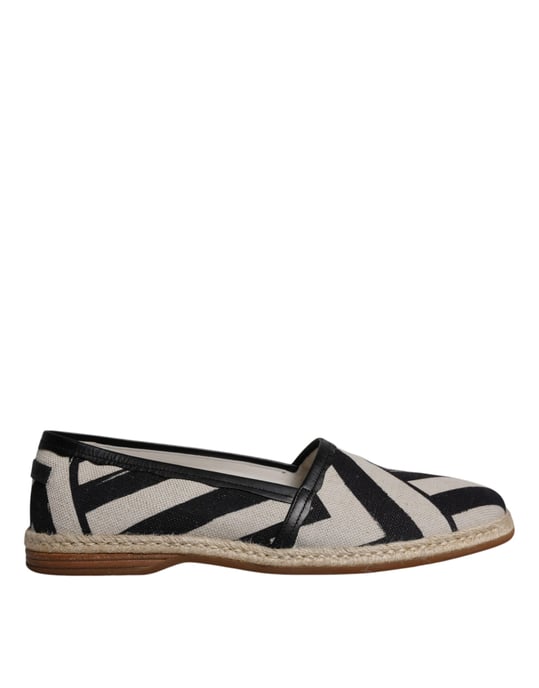 Dolce & Gabbana Schwarz-Weiß Gestreifte Slip-On Espadrilleschuhe - Image 6