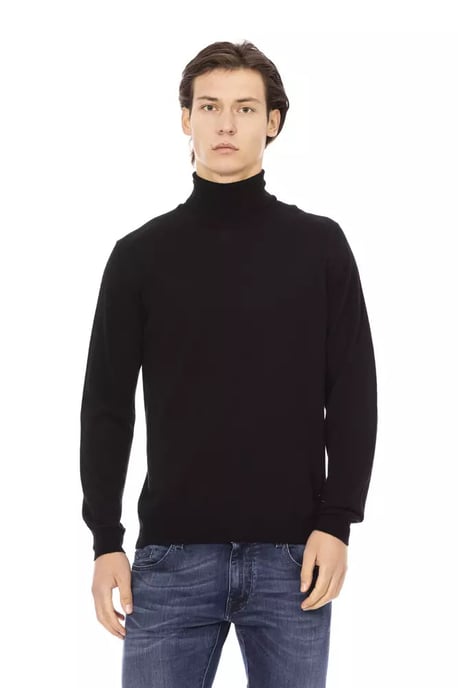 Baldinini Trend Schwarzer Stoff Herren Pullover Rollkragen - Image 1