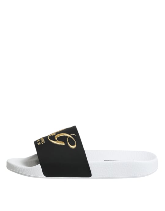 Dolce & Gabbana Weiße Schwarze Leder-Sandalen Strandbekleidung Schuhe - Image 6
