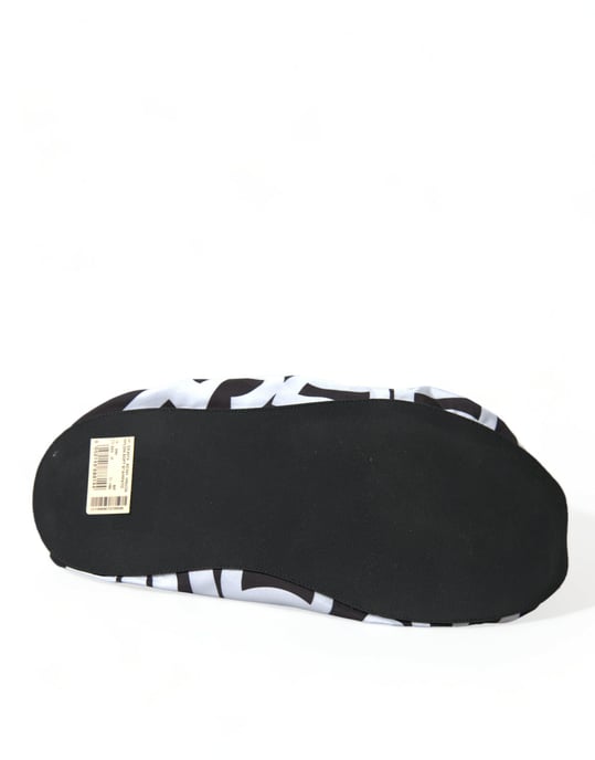 Dolce & Gabbana Weiße Logo-Print Nylon Slip-On Ballerinas Schuhe - Image 4