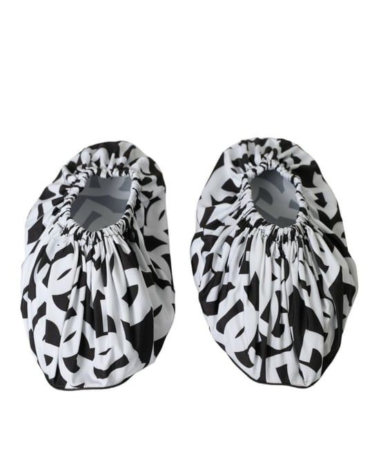 Dolce & Gabbana Weiße Logo-Print Nylon Slip-On Ballerinas Schuhe - Image 6